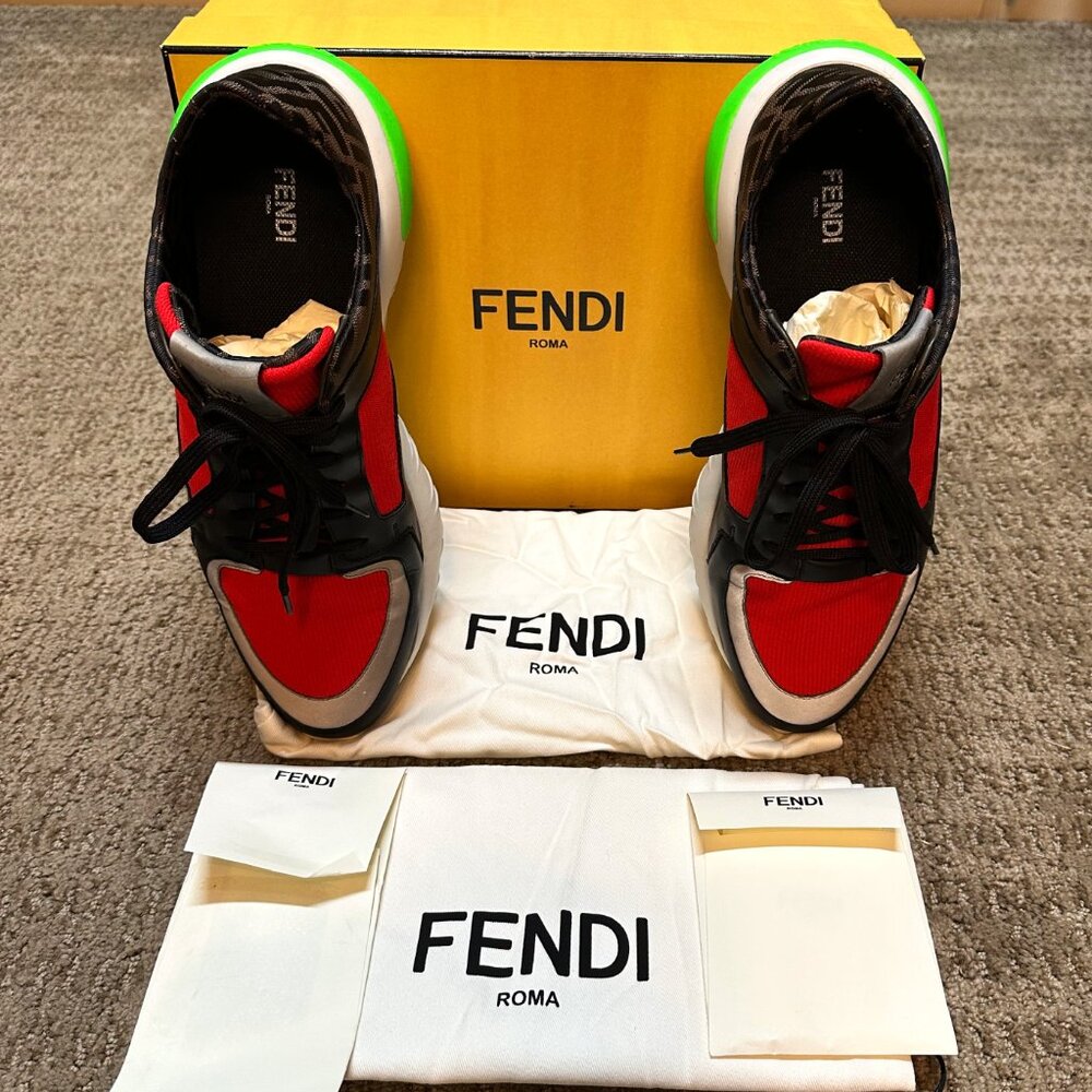 Fendi Logo Leather Sneakers - Men's Size 10
